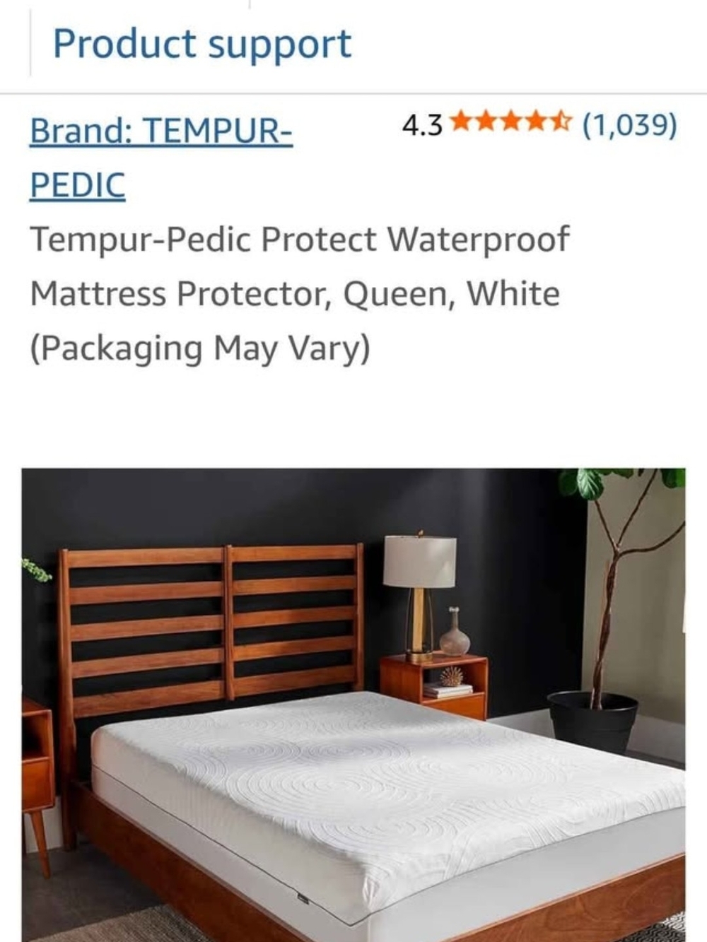 Tempurpedic White Waterproof Mattress Protector - Queen